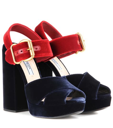 prada milano shoes blue heels peep toe|Prada sandals sale.